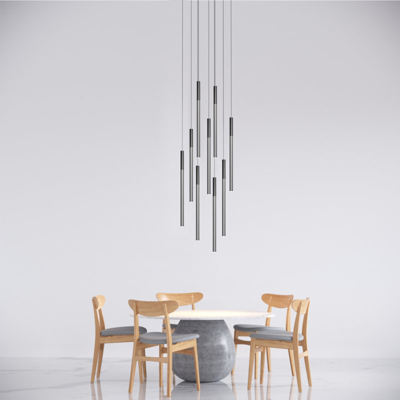 Baileyton 9 - Light Cluster Pendant, Black Top/Brushed Nickel