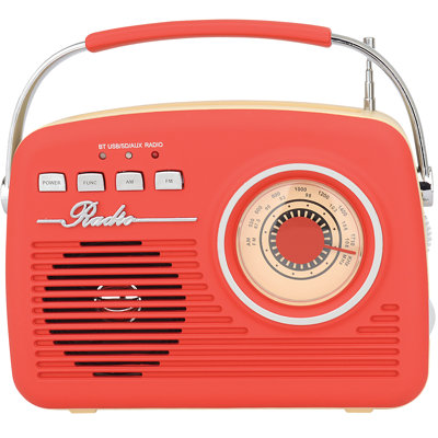 Supersonic® SC-1201 Retro Portable Bluetooth® AM/FM Radio, Red