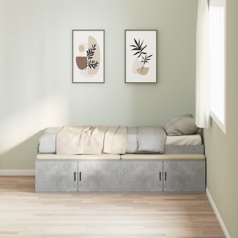 Vidaxl Storage Bed Frame, European Single (90 x 200 cm), Concrete Grey