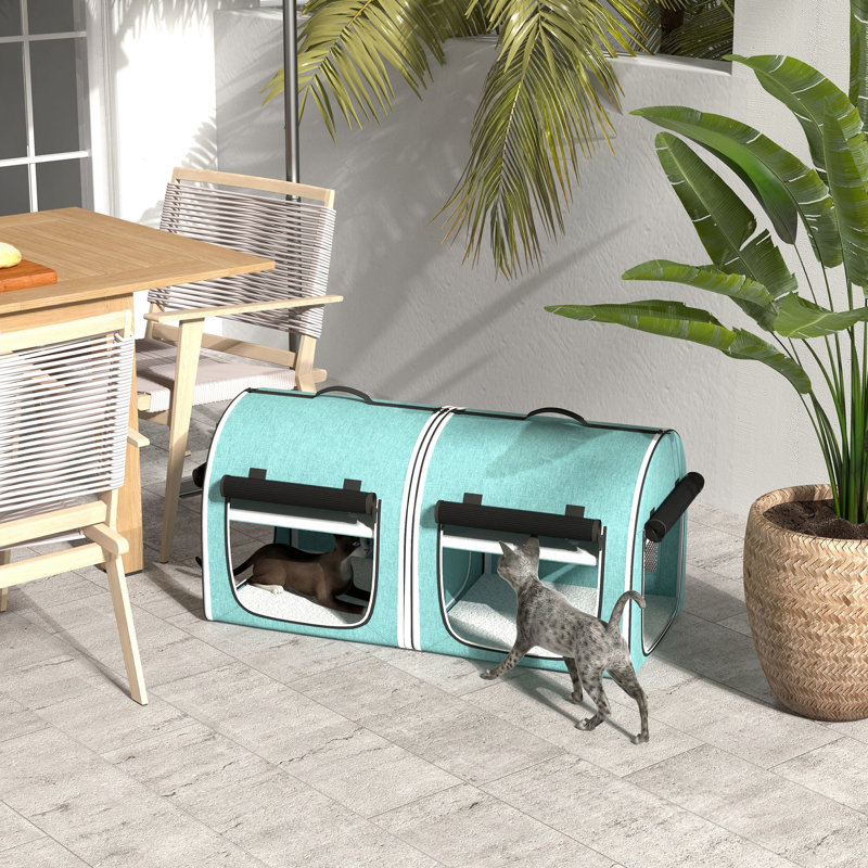 Sac de transport pour chat 39 po, animal de compagnie avec bolstering, deux compartiments, coussins moelleux et transporteur, diviseur, bac