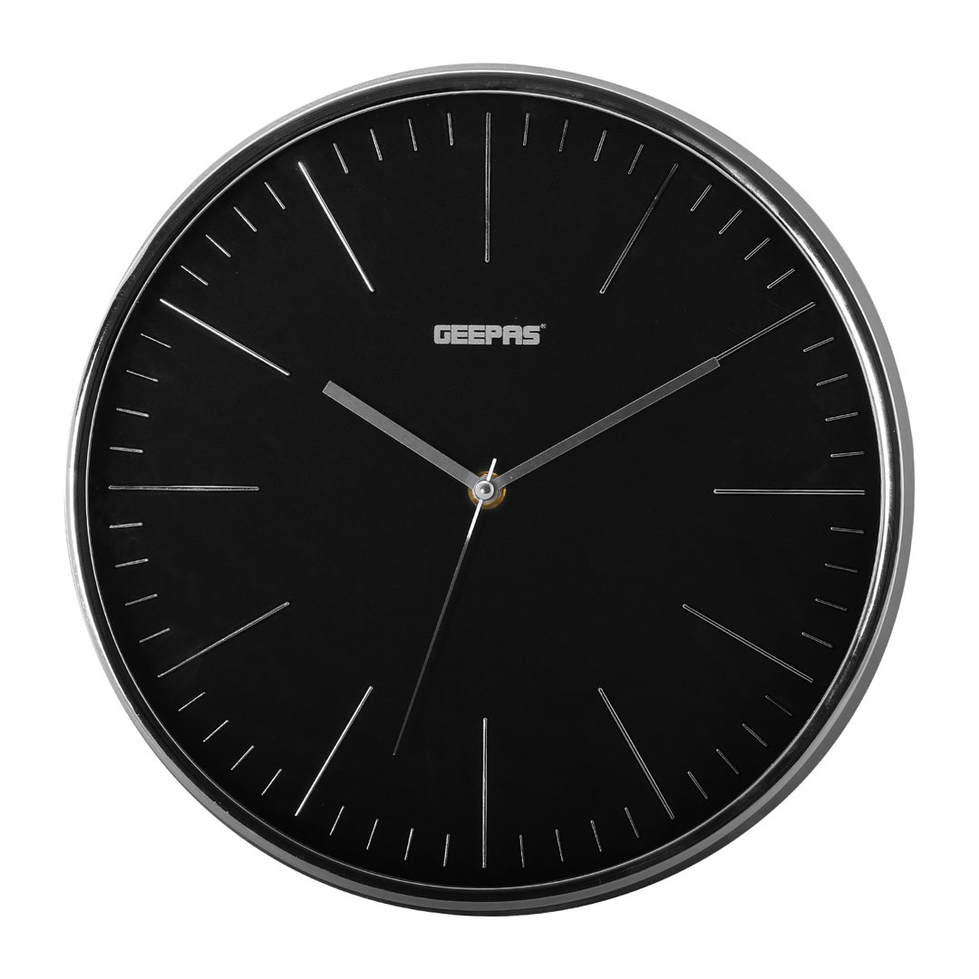 GEEPAS 3D Number Wall Clock Black Analog Silent Timepiece