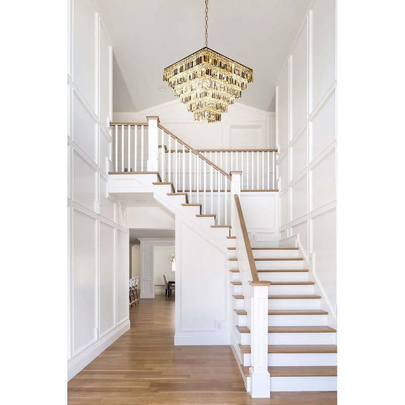 Trevorton 13 - Light Crystal Dimmable Square / Rectangle Chandelier, Gold