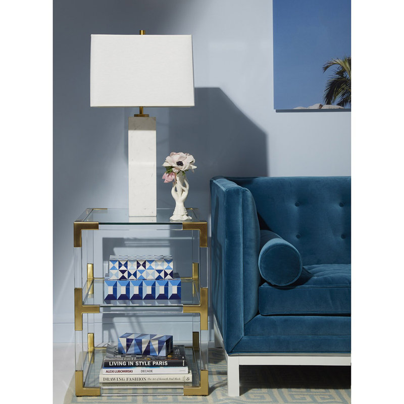 Jacques 2 Tier Table, Brushed Brass/Clear