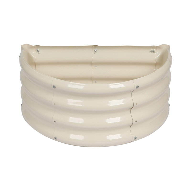Harbour Housewares - Semicircular Galvanised Steel Raised Garden Bed Planter, Cream, 30 cm H x 60 cm W x 30 cm D
