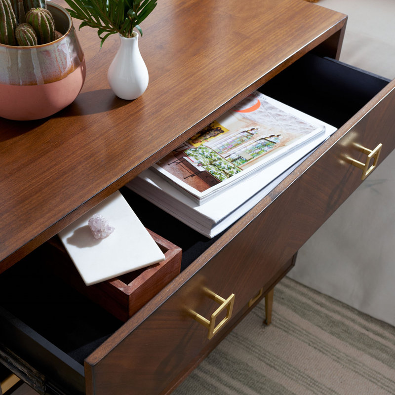 31.9'' W 3 - Drawer Dresser, Walnut/Gold