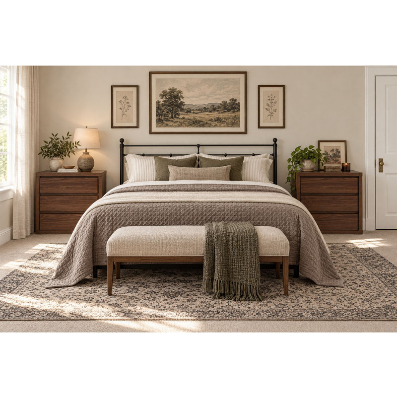 76.2 cm W Bedside Table, Mahogany Brown
