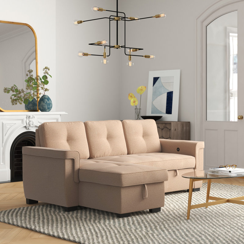 Canapé-lit et chaise longue réversible de 89,5 po Steen, Beige performance