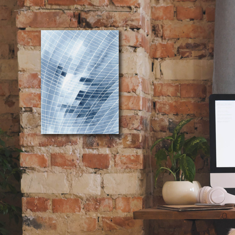 «Blue Grid I» par Regina Moore, H 16 po x l 12 po x P 0,75 po