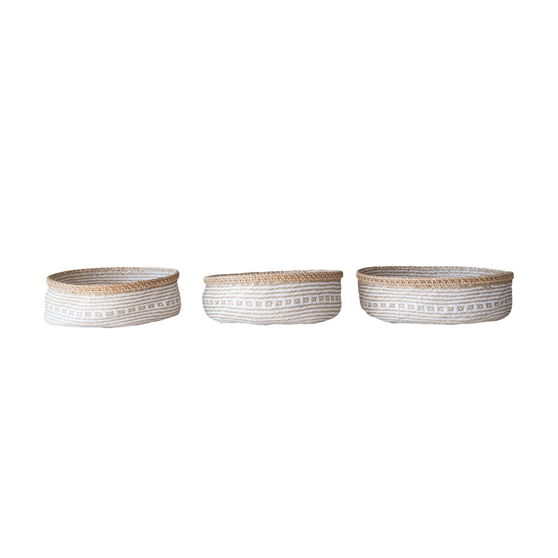 Ensemble de 3 paniers en rotin et en rotin tissés à la main avec motif