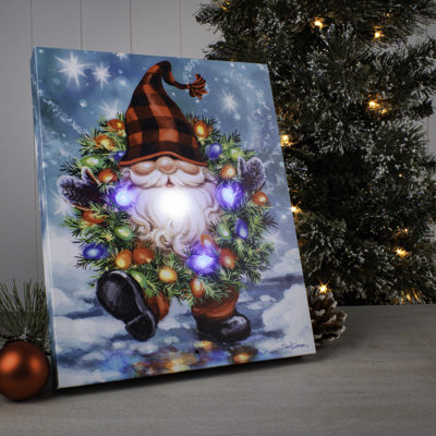 Musical Gnome 8x10 Lighted Musical Canvas Easel Back