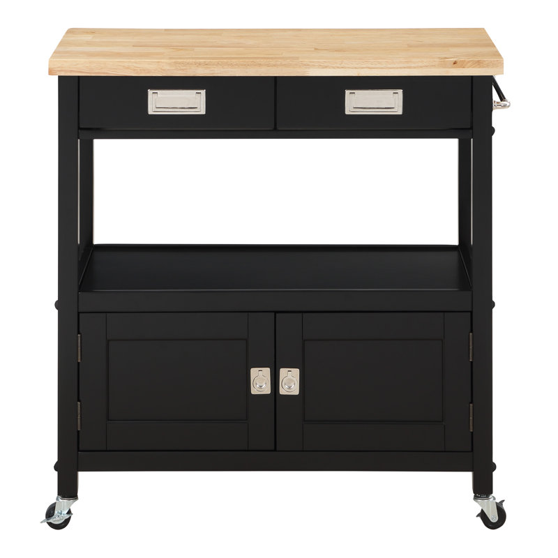 Brothwells Solid Wood Kitchen Cart, Black