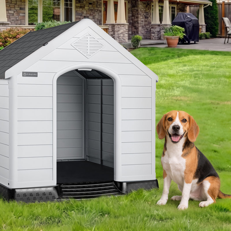 Niche pour chien en plastique Aunyae, Gris, H 32 po x l 31 po x P 34 po