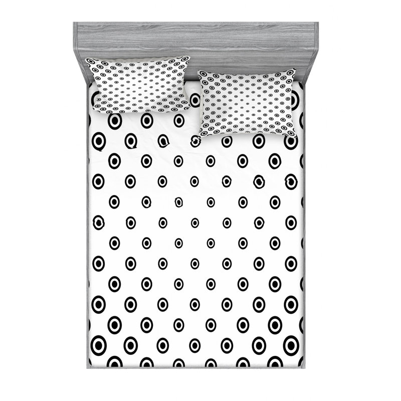 Microfiber Polka Dots Sheet Set, Full Sheet Set with Fitted Sheet and 2 Pillowcases