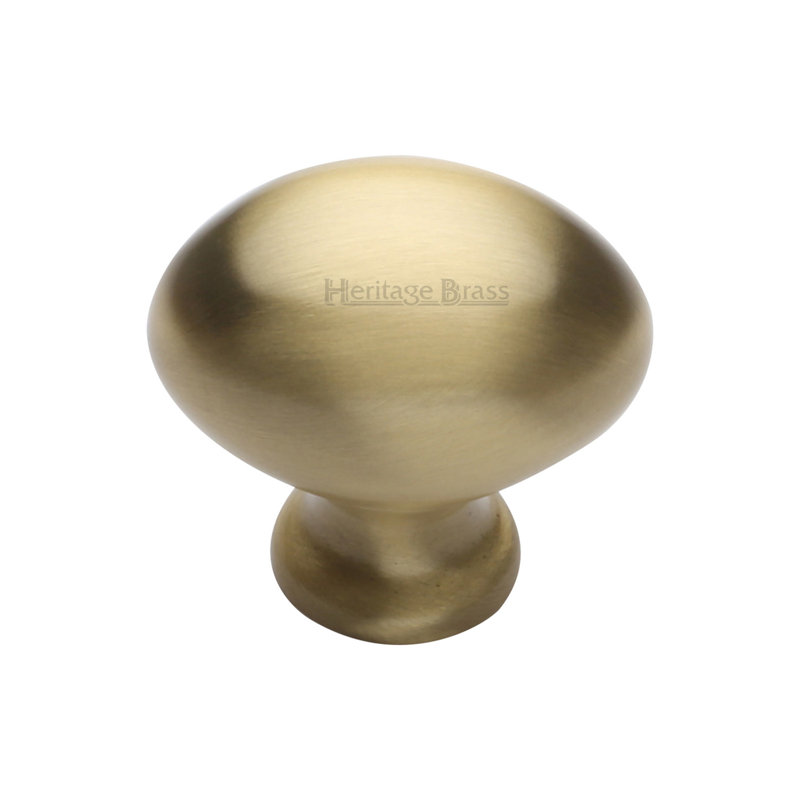 Heritage Brass Heritage Cabinet Knob Oval Design, Satin Brass, 3.2cm