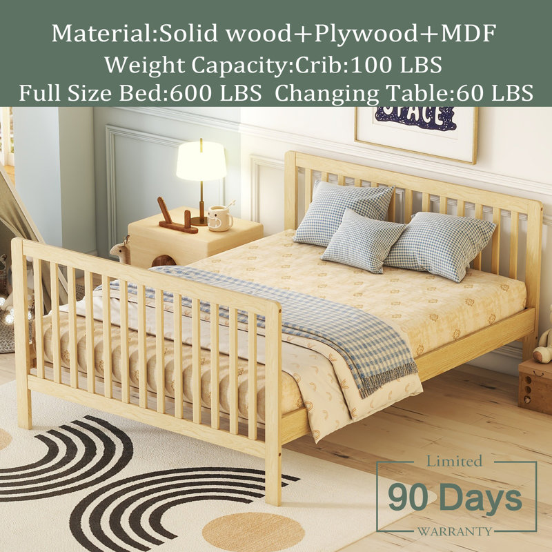 Hermie 2 -in-1 Convertible Crib, Natural
