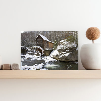 Watermill In A Forest In Winter Glade Creek Grist Mill Babcock State Park Fayette County West Virginia USA by Richard Day - Wrapped Canvas Print