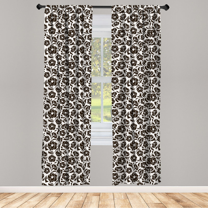 Floral Semi-Sheer Rod Pocket Curtain Panels, 28" W x 95" L