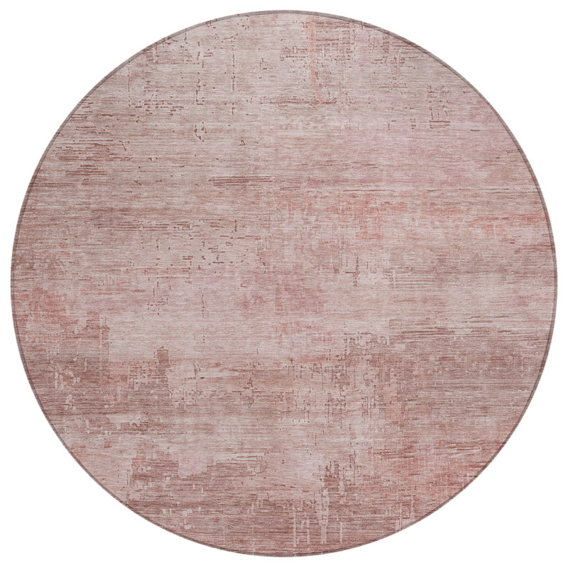 Tapis d'intérieur rond lavable abstrait 8 pi rosé et rose