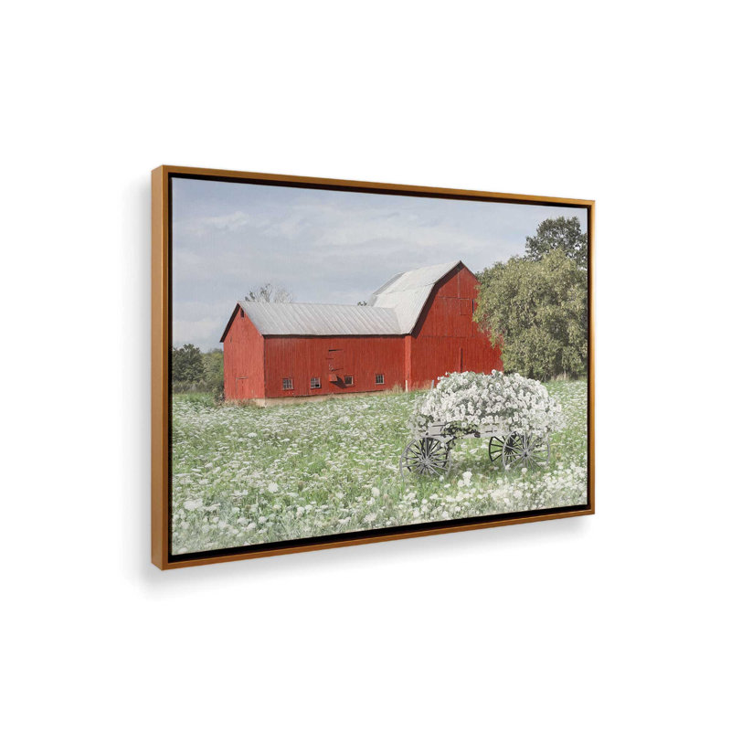 «Summer Farm Field» par Lori Deiter, reproduction d'art, L 48 x H 36, Doré, Toile avec cadre