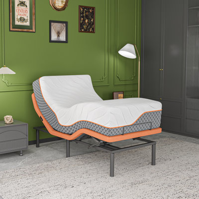 ESHINE Zero Gravity Adjustable Bed Frame With 14 Inch Hybrid Mattress, Pillow Tilt, Massagae, Wireless Control & APP, USB & Type C Ports on both sides