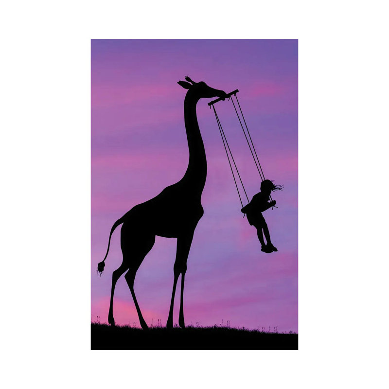 Giraffe And Swing by Abdullah Evindar - Wrapped Canvas Print, 152.5 cm H x 101.5 cm W x 3.175 cm D