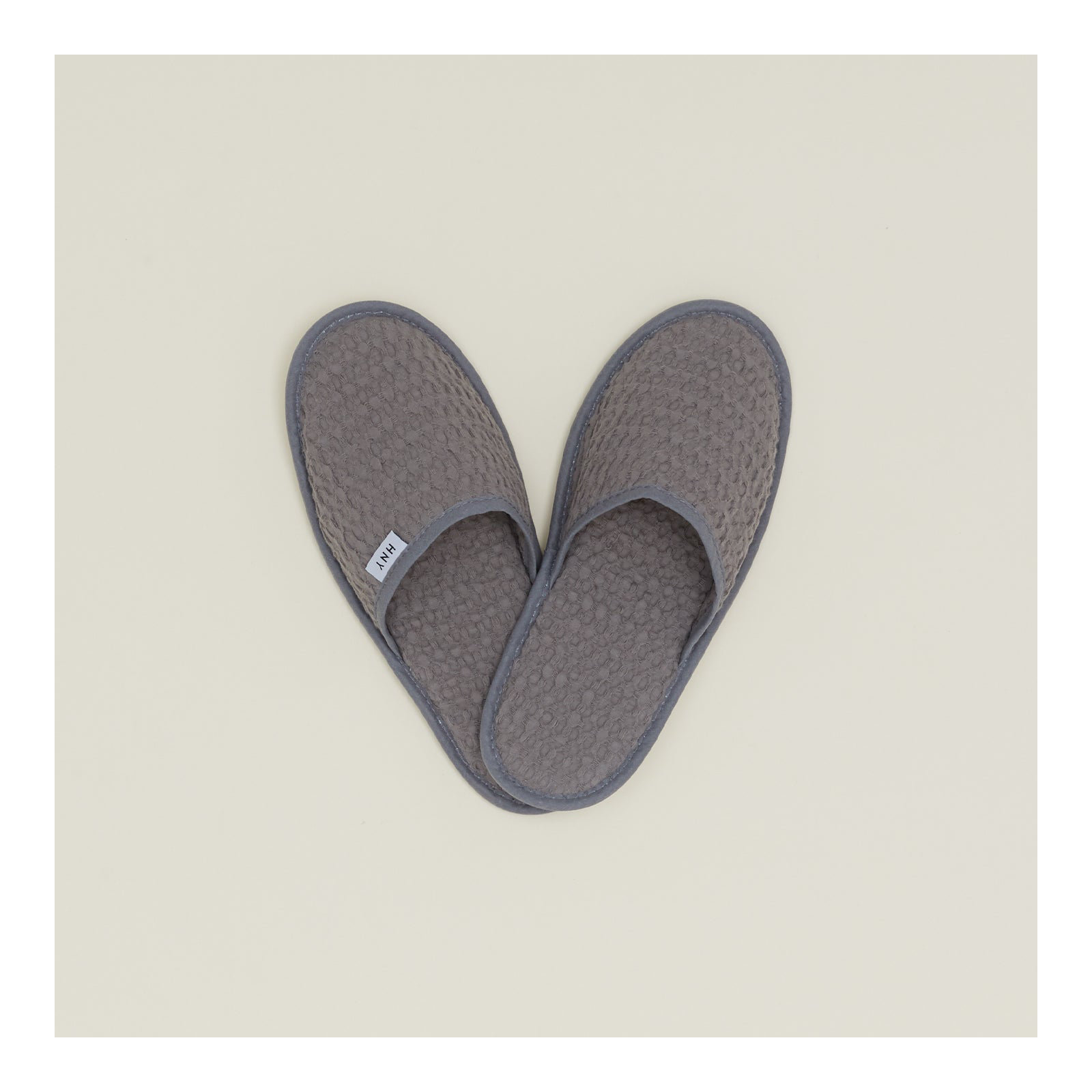 Simple Cotton Waffle Slippers, Medium, Dark Gray