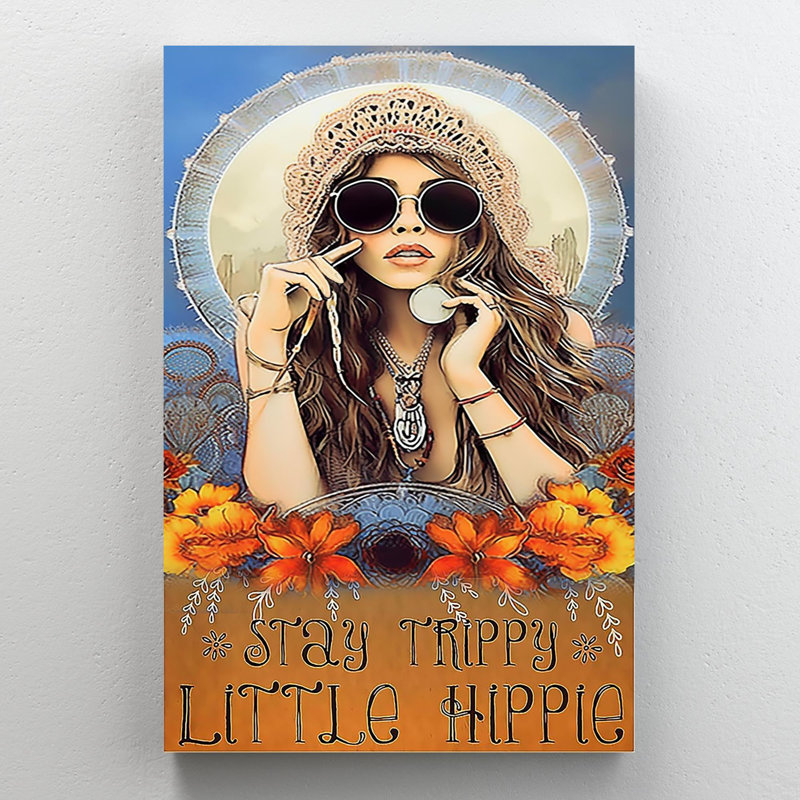 " Woman Stay Strippy Little Hippie 1 ", 36" H x 24" W x 1.25" D