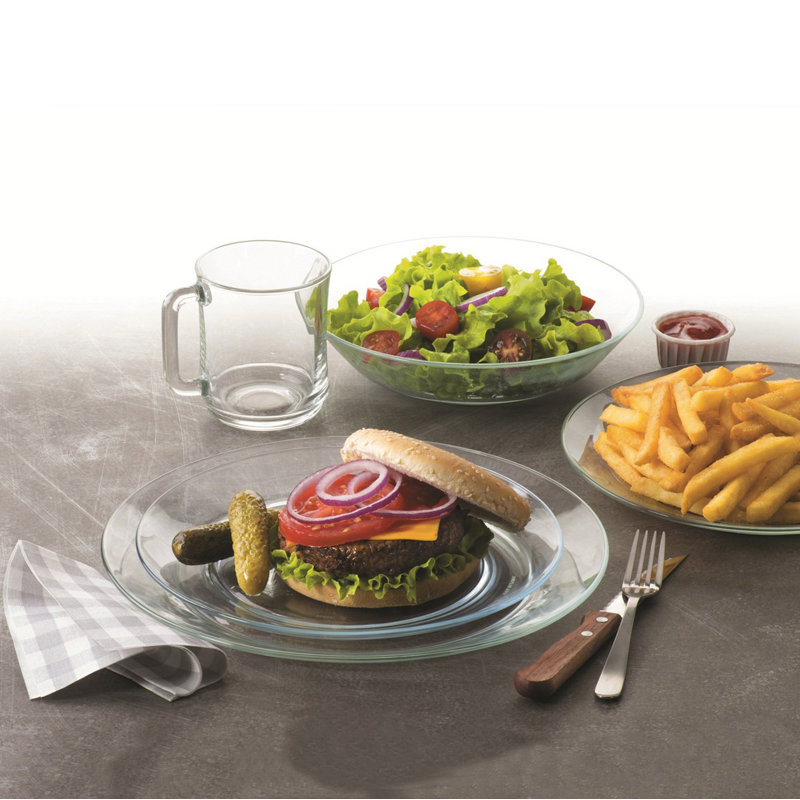 Duralex Lys Clear 18 Pc Dinnerware Set, Service For 6