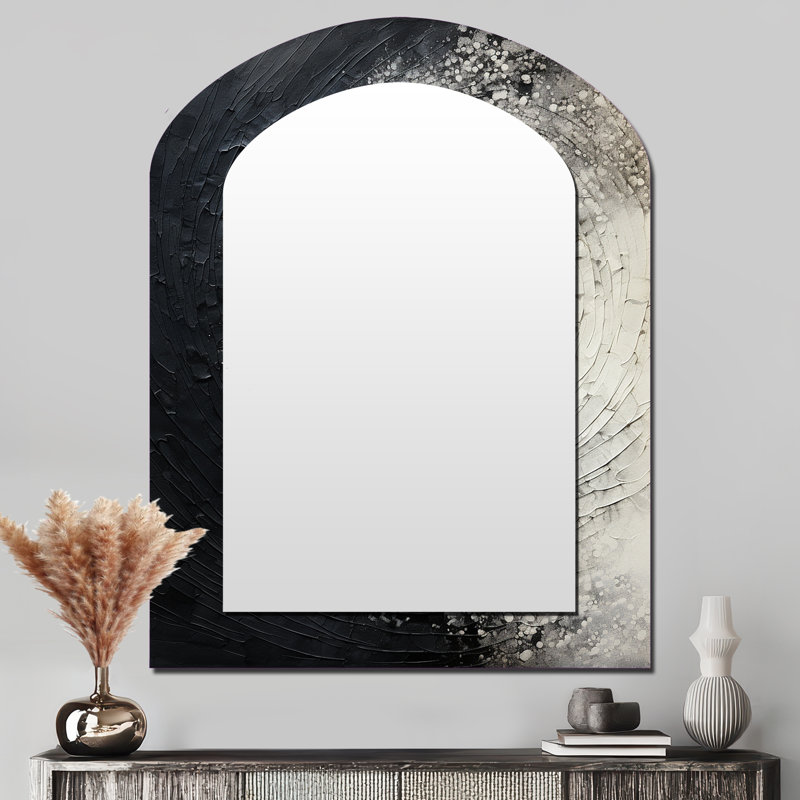 Printed Spiral - Miroir mural asymétrique abstrait en spirale, 43 po x 33 po