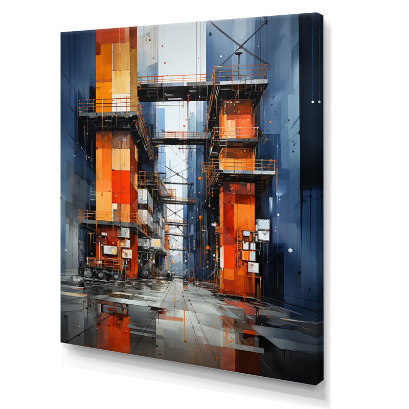 Port Symphonie industrielle sur toile, H 20 po x l 12 po x P 1 po, Toile tendue