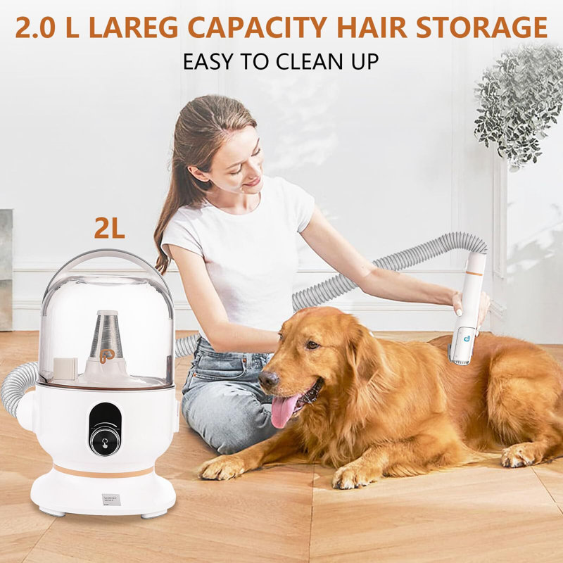 Orange and White Pet Grooming Vacuum Kit with Multiple Attachments