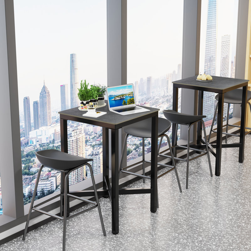 Mianca Marble Top Metal Base Dining Table, Dark Grey