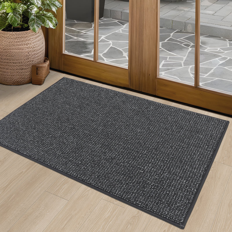 Bukvice Non-slip Washable Door Mat, 24" W x 36" L, Dark Gray