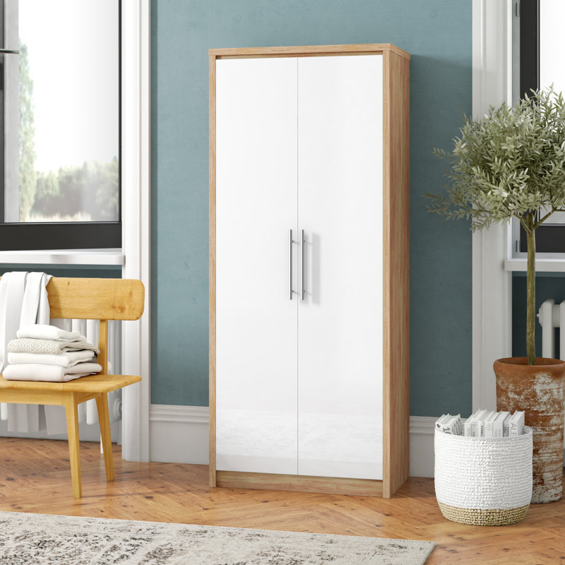 Louisa 2 Door Wardrobe, Light Oak Veneer/White