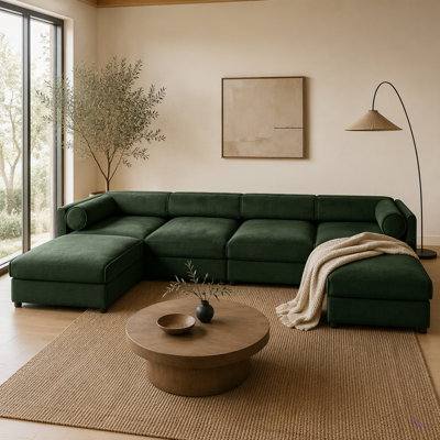 Modular Sectional Sofa With Storage, Extra Large U Shaped Sectional Couch For Living Room, Convertible Modular Sofa Couch With Storage Ottoman, Deep Seat, Cylindrical Backrest And Armrests