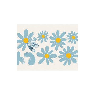 Delicate Light Blue Daisy Print Bath Rug, 16 X 24