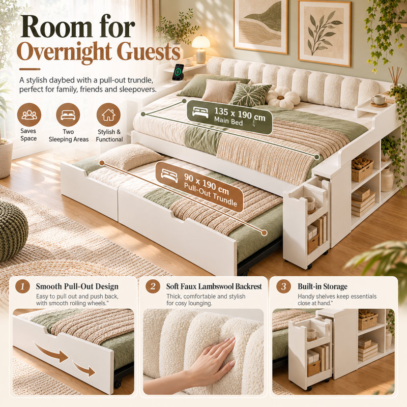 Upholstered Single (3') Daybed, 4ft 6