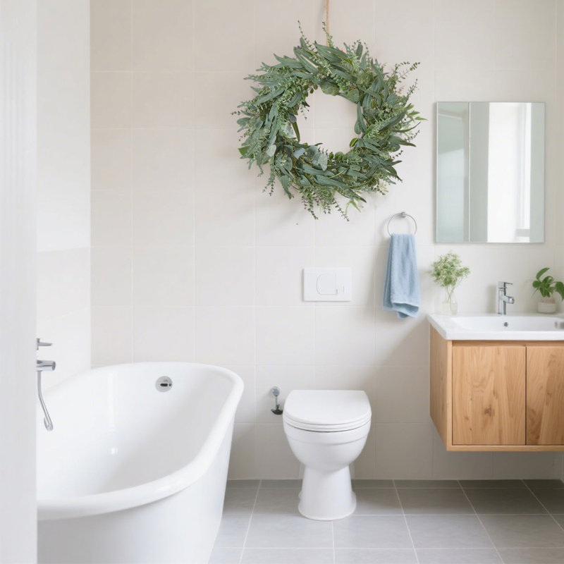 Couronne d'été de 23 pouces pour la porte d'entrée, couronne d'eucalyptus artificiel pour l'extérieur, couronnes vertes printanières pour la porte d'entrée