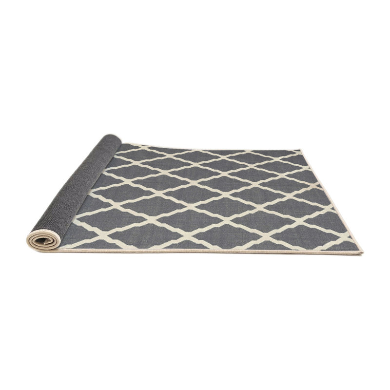 Tapis contemporain gris / blanc, Rond 4 pi
