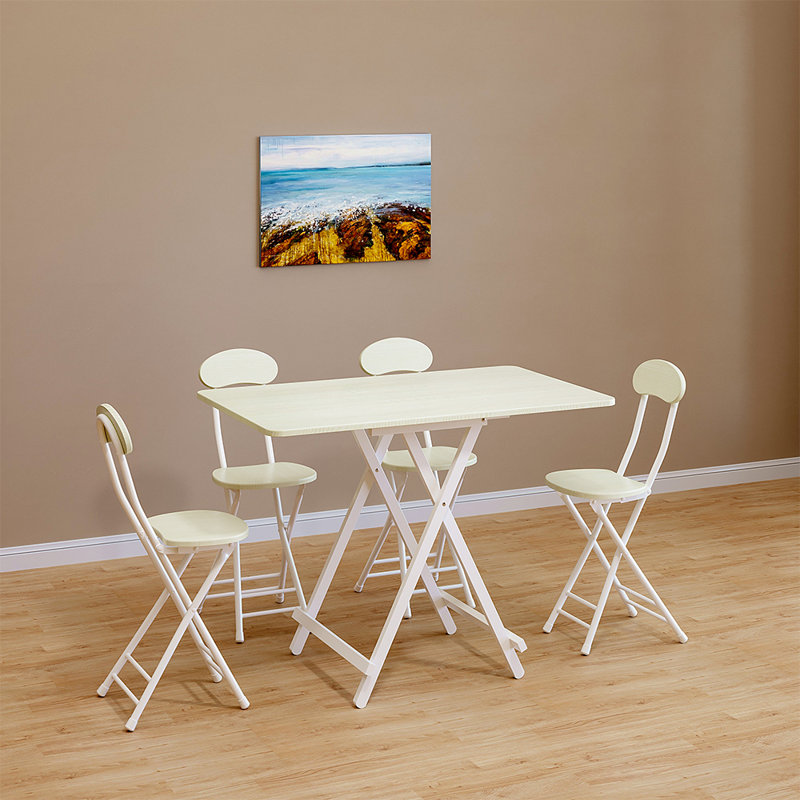 Krystine Rectangular Dining Table with Iron Base, White