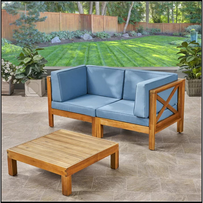 X-Back - Causeuse modulaire 2 places avec table basse, bleu