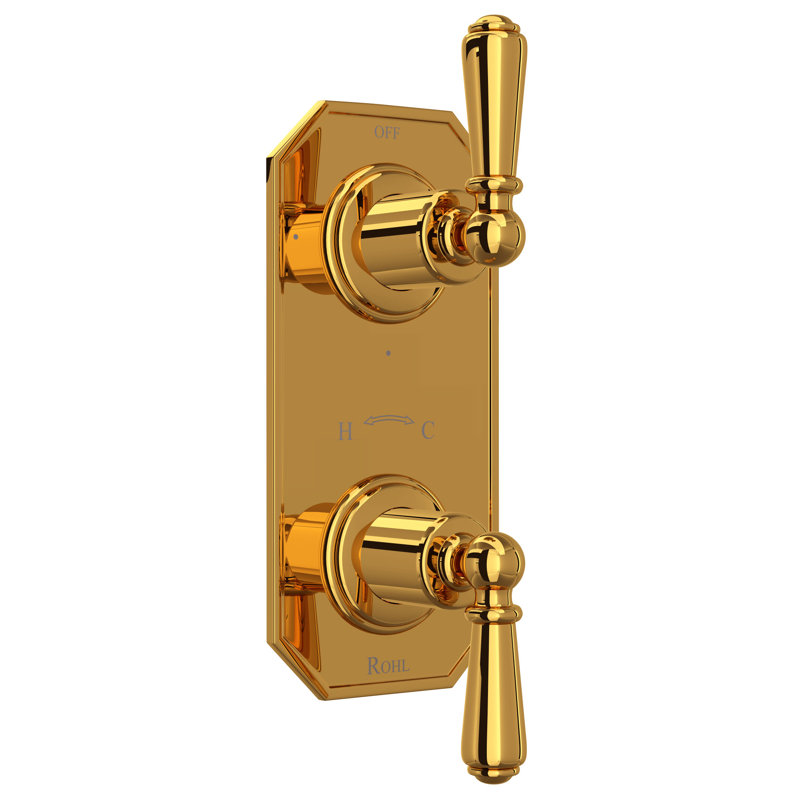 Edwardian™ 1/2" Thermostatic Trim with Diverter, Unlacquered Brass