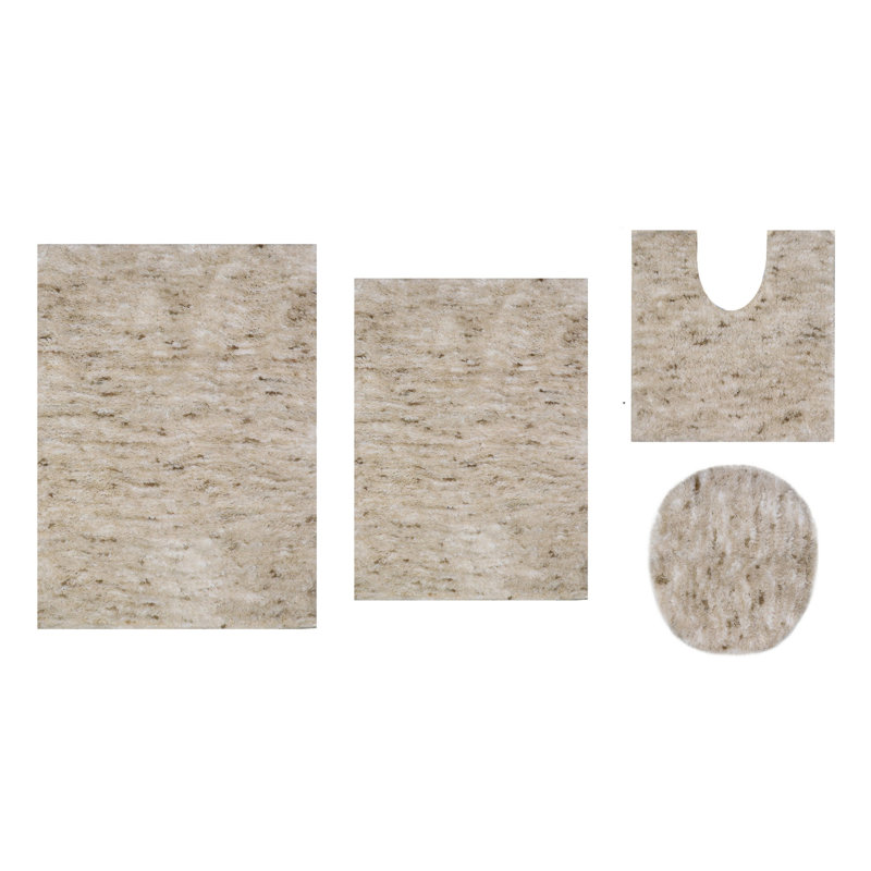 Royal 4-Piece Microfiber Bath Rug Set, Non-Slip Rubber Backing, Quick-Dry, Ultra-Absorbent, Soft Plush Bathroom Mats, Machine Washable Rugs for Shower, Tub, Sink, Toilet, and Bathroom Floors, Ivory