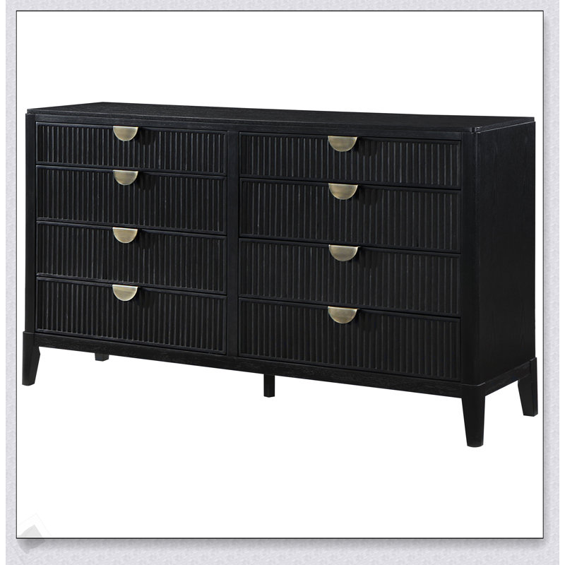 Commode 8 tiroirs Mason avec finition brossée et texturée cannelée, parfaite pour les intérieurs modernes