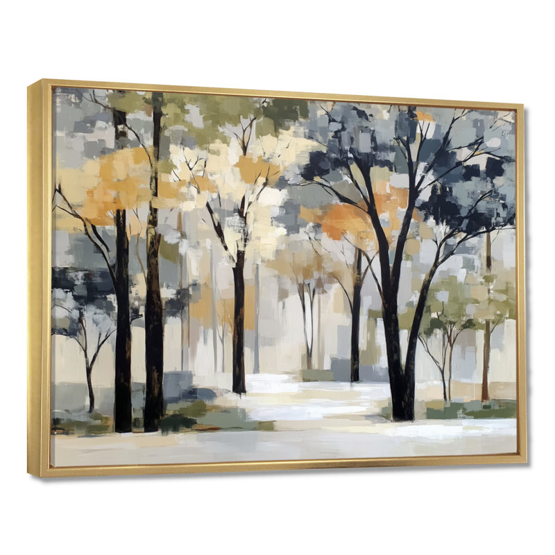 «White and Black Birch Trees Forest Panorama - Birch», reproduction d'art sur toile, H 34 po x l 44 po, Doré