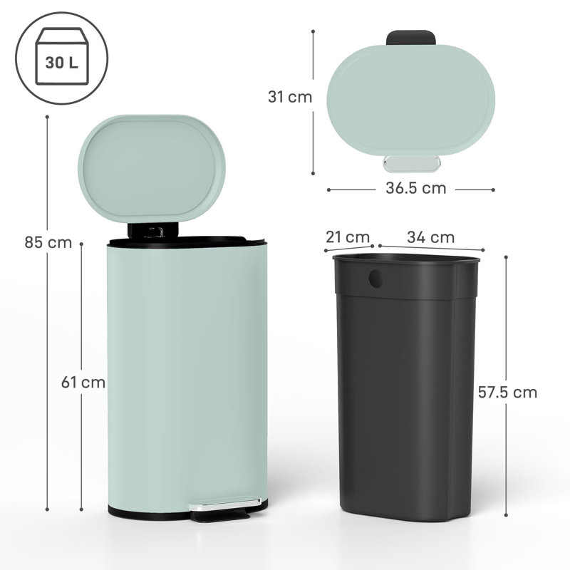 Step On Kitchen Trash Can - 30L, Green