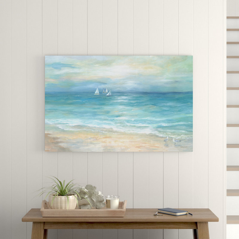 Island Beach Landscape by Cynthia Coulter - Floater Frame Painting on Canvas, 66.04 cm H x 45.72 cm W x 1.91 cm D, No Frame