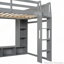 Lit mezzanine en bois avec bureau, étagères à rangement multiples, DEL et portemanteau suspendu-812467045