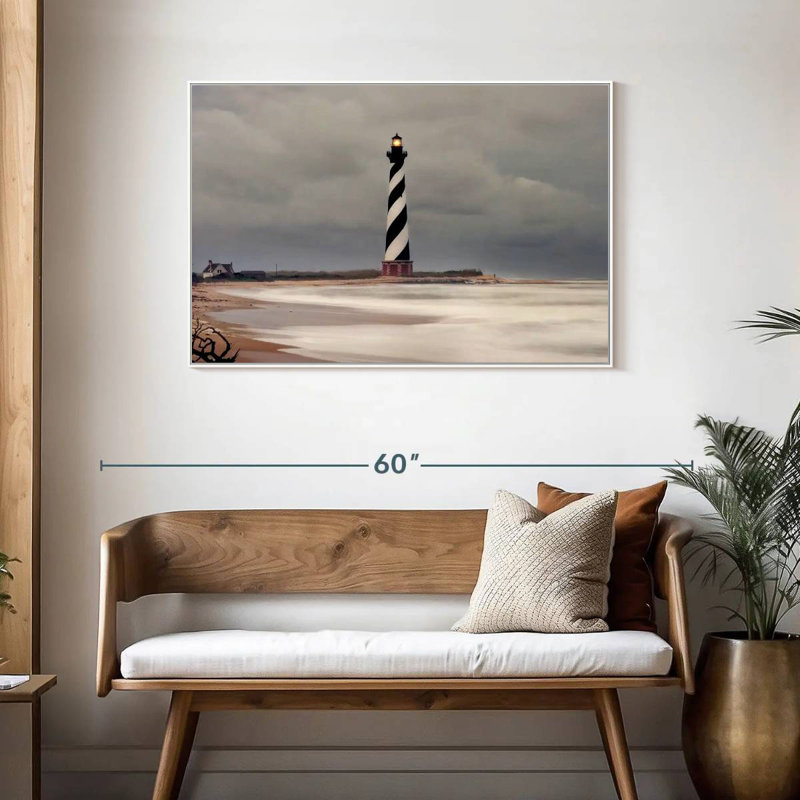 Phare orageux du cap Hatteras, Cadre flottant blanc, 43 po x 29 po