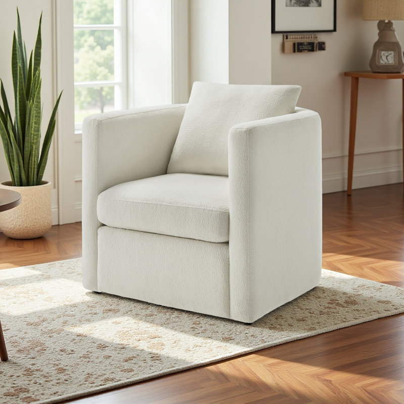 Fauteuil demi-tonneau pivotant, Ivoire ivoire